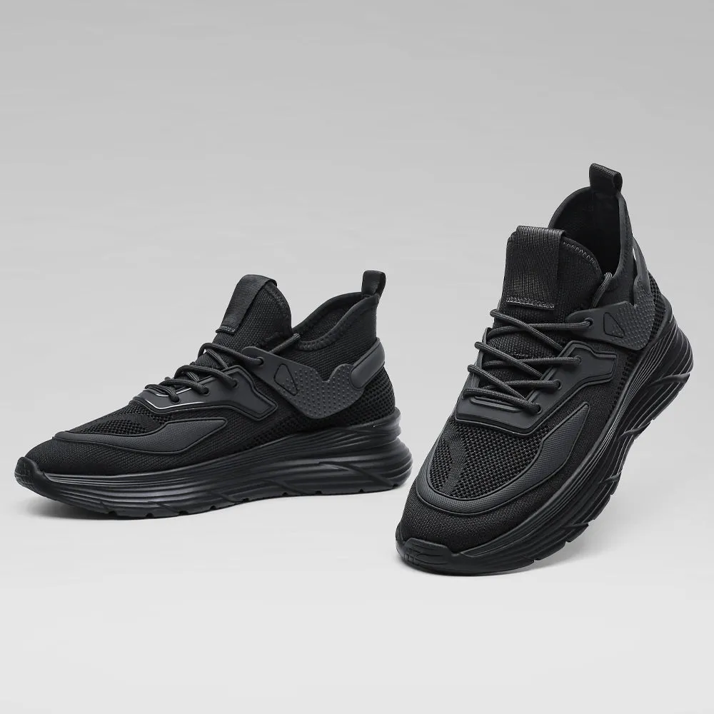 6CM / 2.36 Inches CMR CHAMARIPA Black Knit Elevator Sneakers -  Breathable Sports Shoes