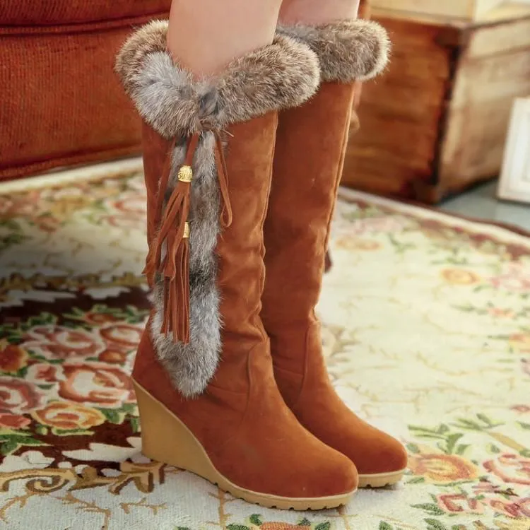 Autumn And Winter Frosted  Thicken Fur Snow Boots
