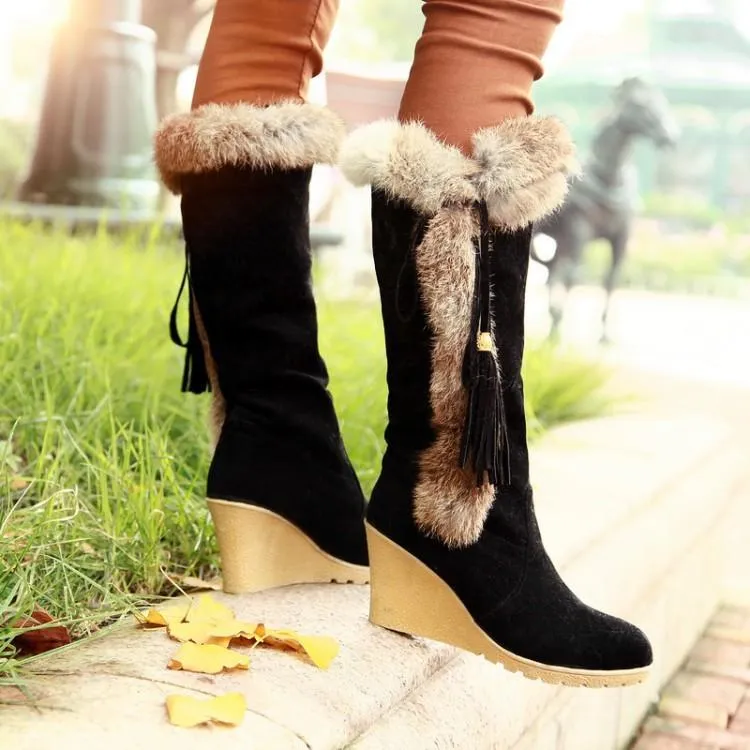 Autumn And Winter Frosted  Thicken Fur Snow Boots