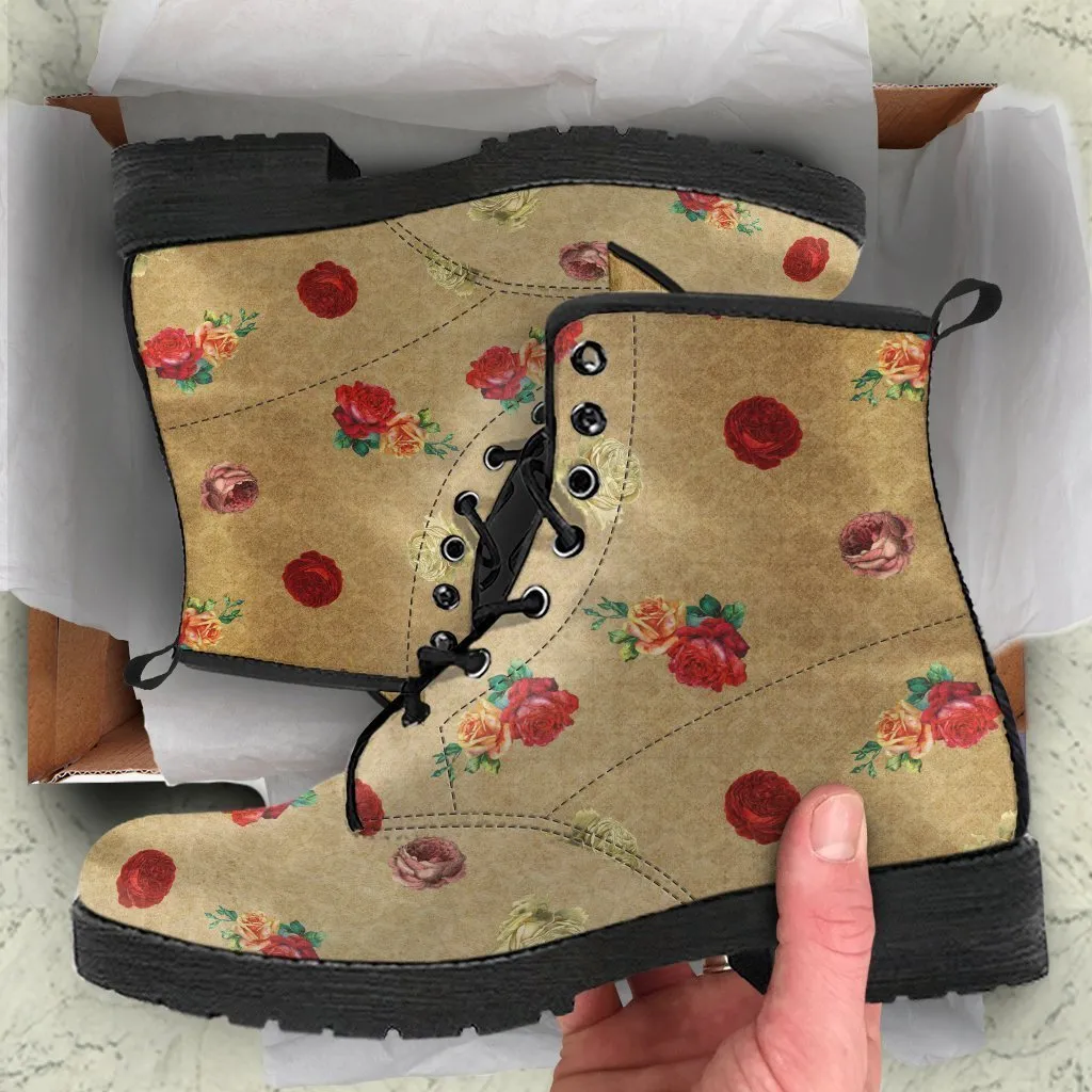 Combat Boots - Vintage Style Country | Boho Shoes, Handmade Lace Up Boots, Vegan Leather Lace Up Boots Women, Women's Boots