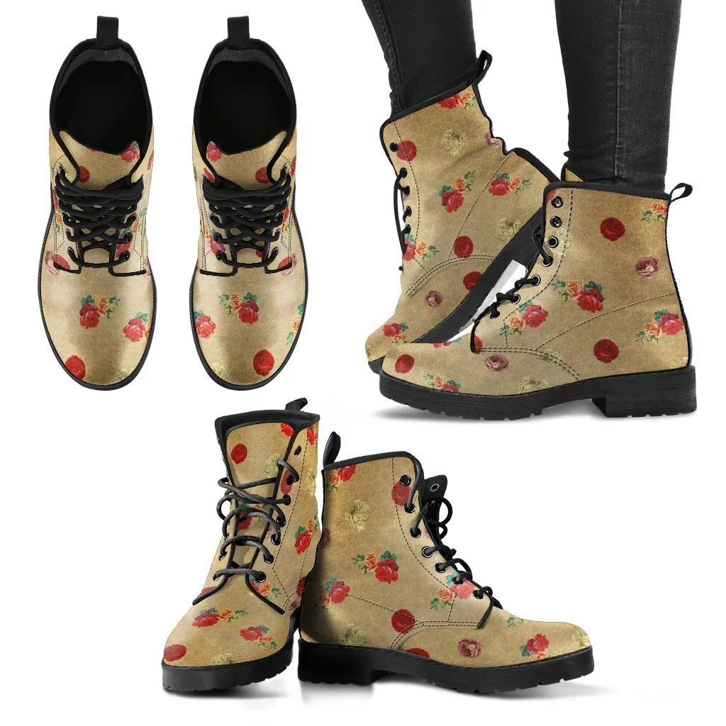 Combat Boots - Vintage Style Country | Boho Shoes, Handmade Lace Up Boots, Vegan Leather Lace Up Boots Women, Women's Boots