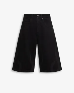 FLAMES DENIM SHORTS - BLACK