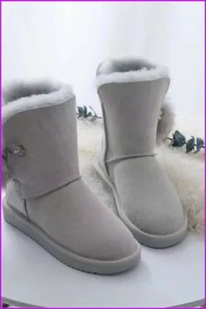 Genuine Sheepskin Leather Snow Boots DF085