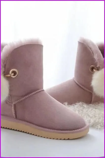 Genuine Sheepskin Leather Snow Boots DF085