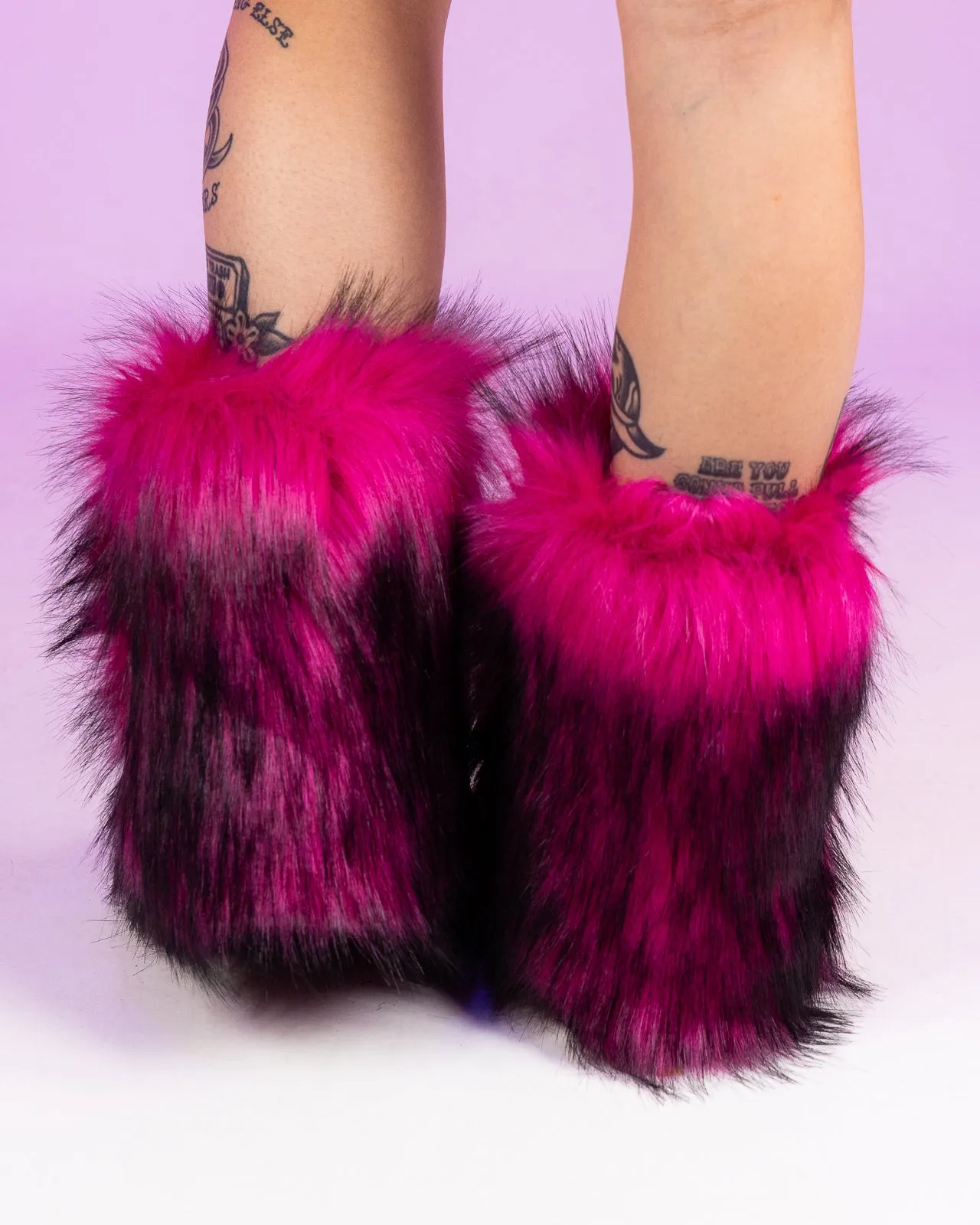 Pink/Black Boots With The Fur
