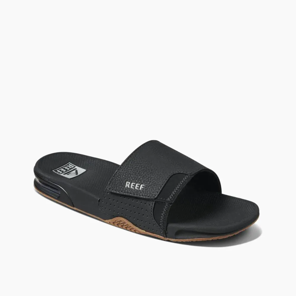 REEF MENS FANNING SLIDE BLACK/SILVER