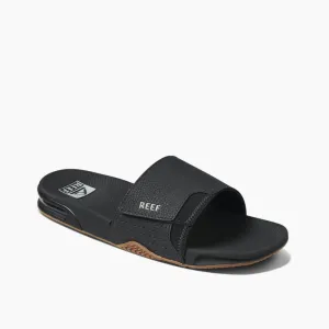 REEF MENS FANNING SLIDE BLACK/SILVER