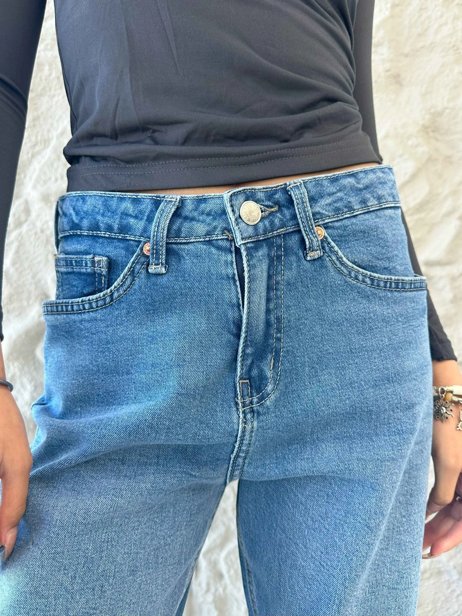Slim-Fit - Soft Medium Blue Wash Jeans.