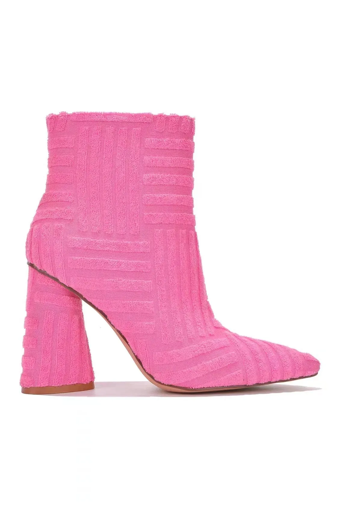 Suede Plush Pointed Toe Fur Heel Boots