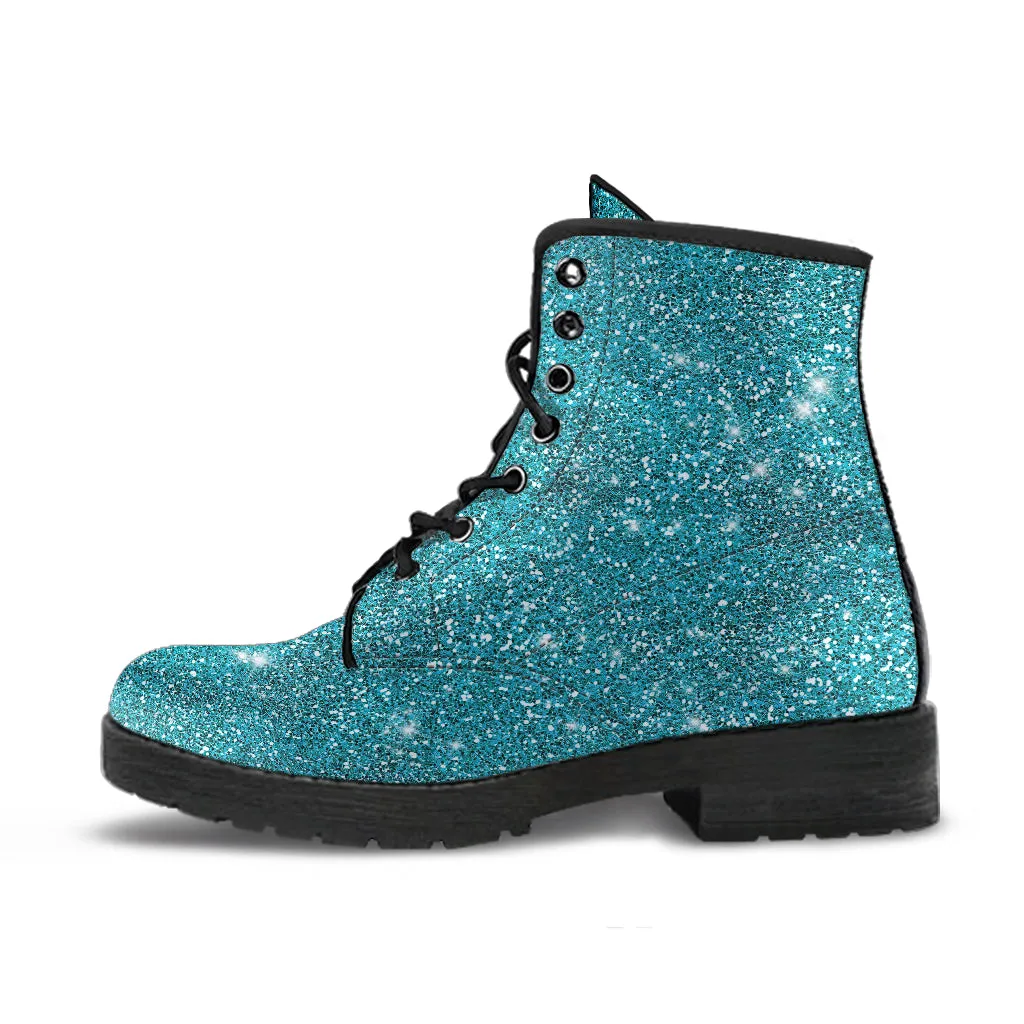 Twinkle Twinkle Little Star - Turquoise Women's Vegan Leather Combat Boots
