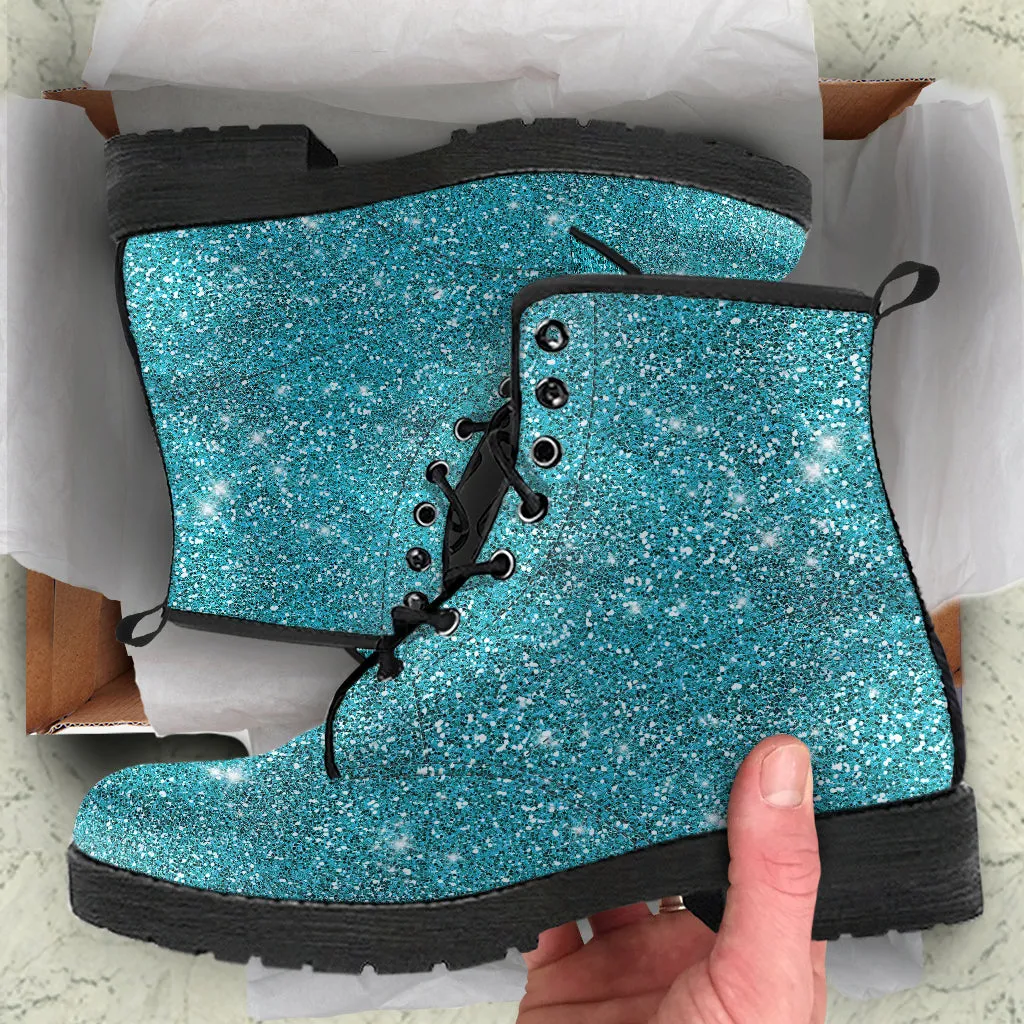 Twinkle Twinkle Little Star - Turquoise Women's Vegan Leather Combat Boots