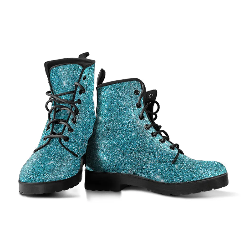 Twinkle Twinkle Little Star - Turquoise Women's Vegan Leather Combat Boots