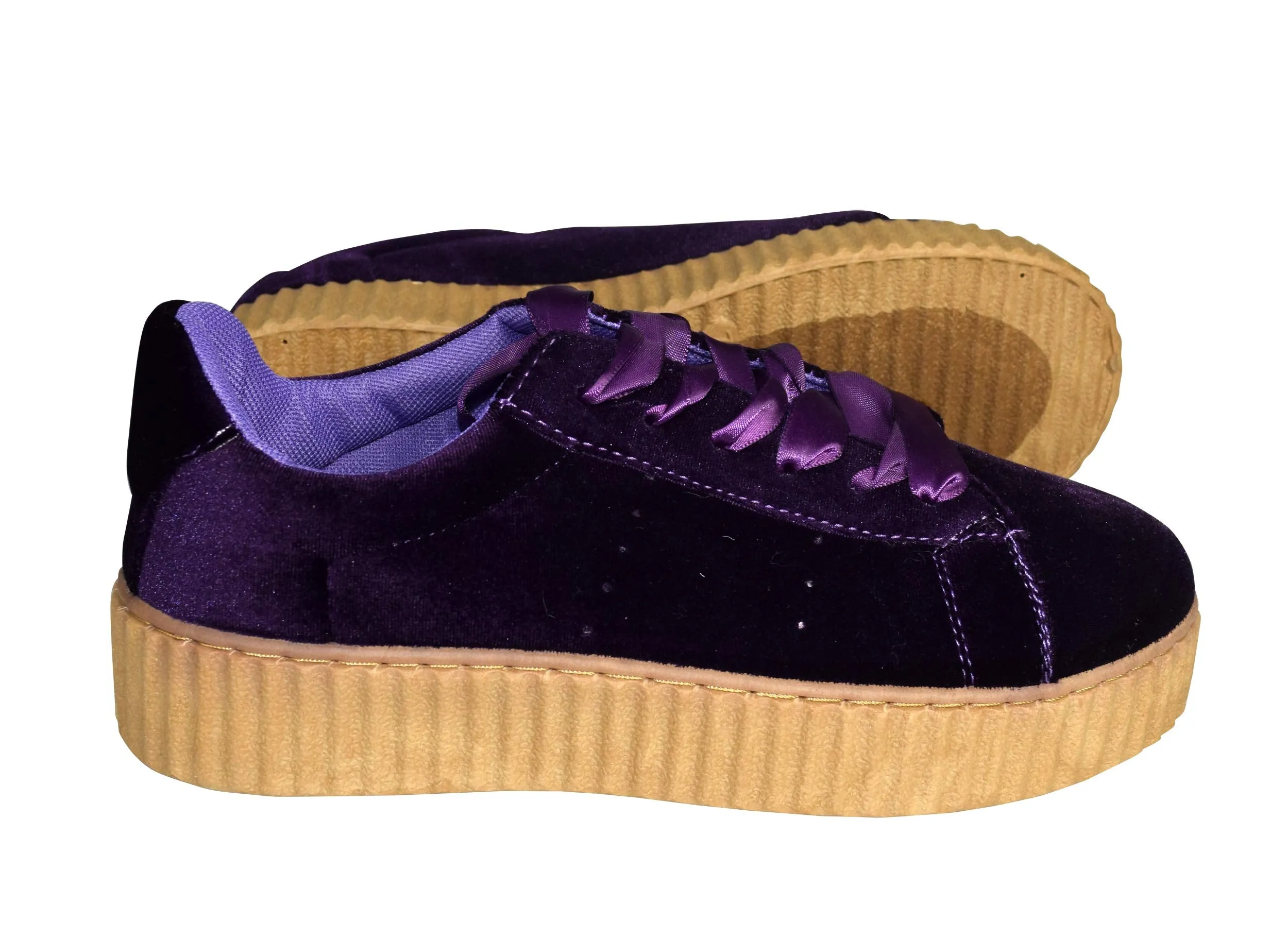 Women Fashion Sneaker Suede Flat Platform Lace Up Casual Shoes