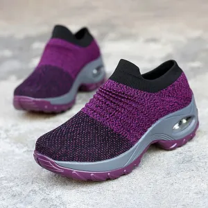 Women Slip-on Sneakers. Breathable, Mesh, Casual, Platform Shoes