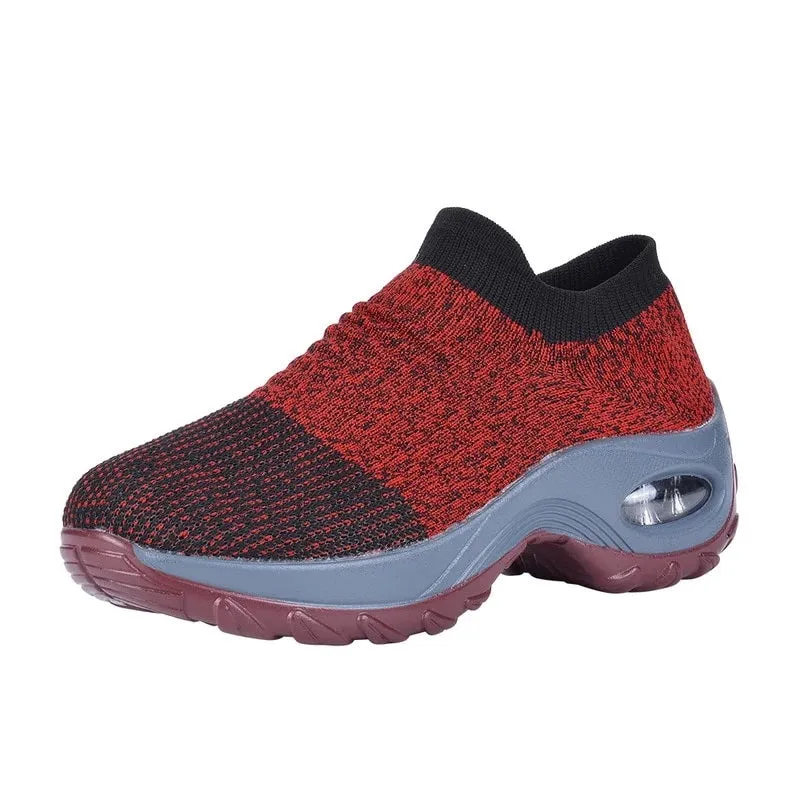 Women Slip-on Sneakers. Breathable, Mesh, Casual, Platform Shoes