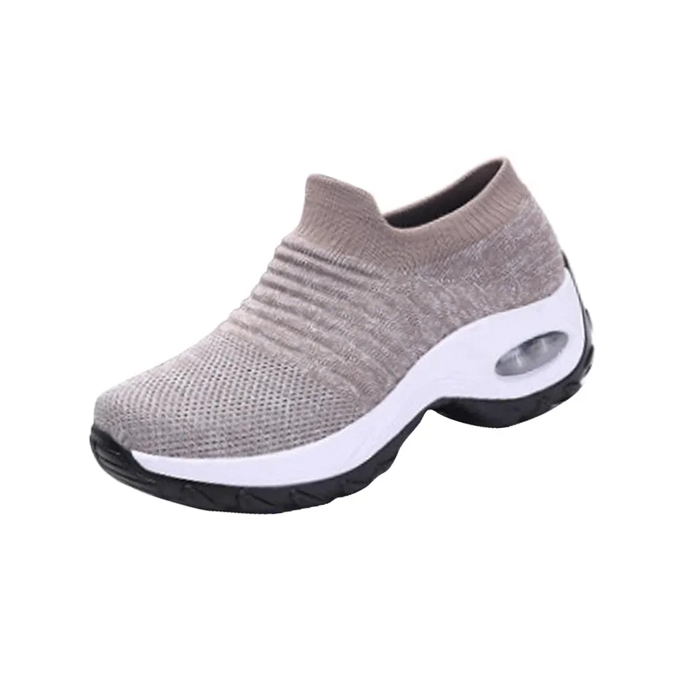 Women Slip-on Sneakers. Breathable, Mesh, Casual, Platform Shoes