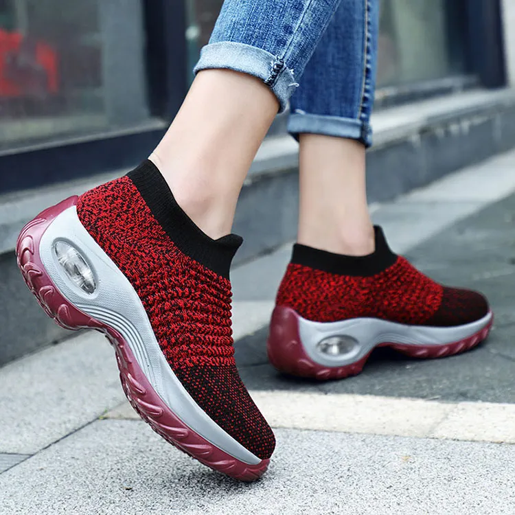 Women Slip-on Sneakers. Breathable, Mesh, Casual, Platform Shoes