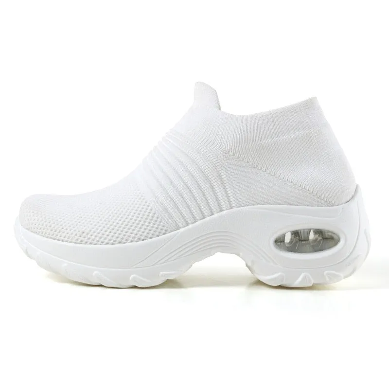Women Slip-on Sneakers. Breathable, Mesh, Casual, Platform Shoes