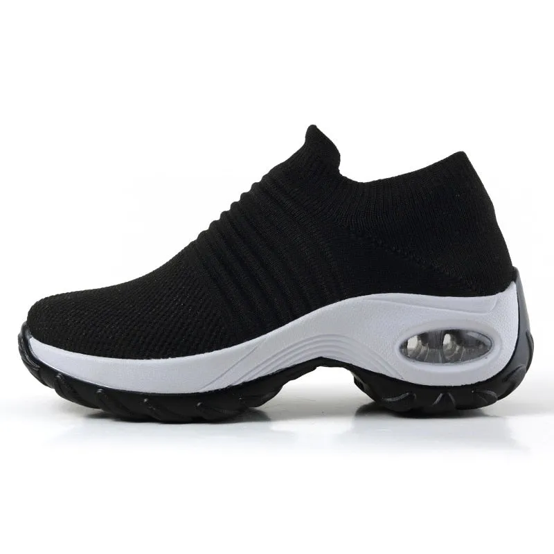 Women Slip-on Sneakers. Breathable, Mesh, Casual, Platform Shoes