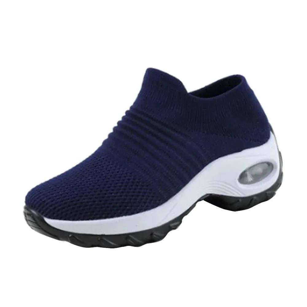 Women Slip-on Sneakers. Breathable, Mesh, Casual, Platform Shoes